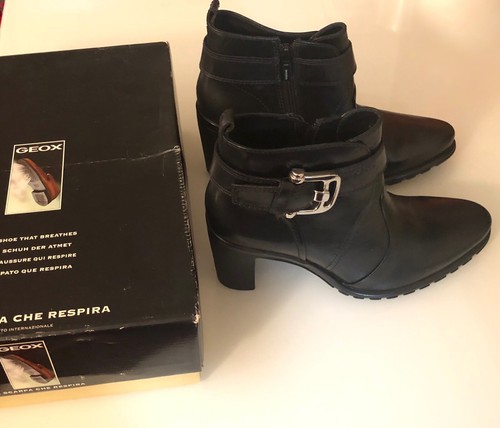 GEOX Respira Women’s Boots, NEW WITH BOX, Size 9, $270, Black Leather