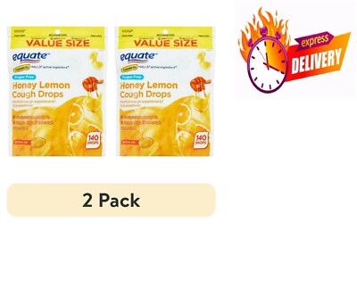 Equate Value Size Sugar Free Honey Lemon Cough Drops with Menthol, 140 Ct x 2PK