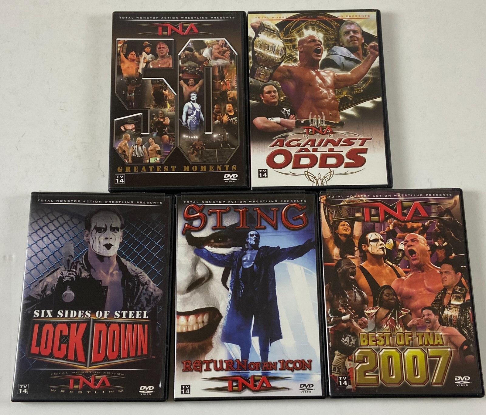 TNA Wrestling DVD 5pc Lot Sting Lockdown 2006 Best 2007 Against