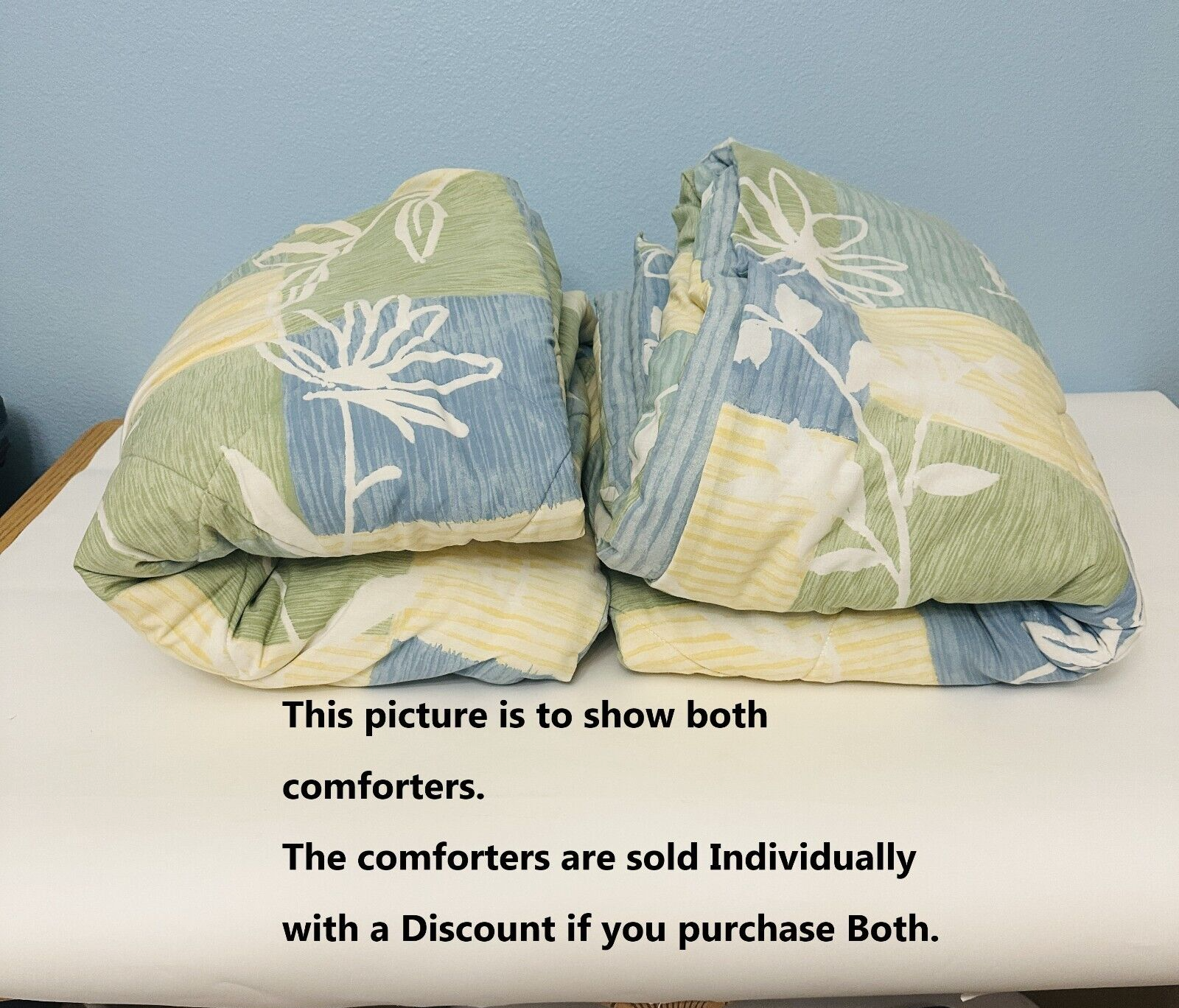 Full Queen Reversible Comforter Quilt Summer Spring Floral Stripes 87.5 x 64 In