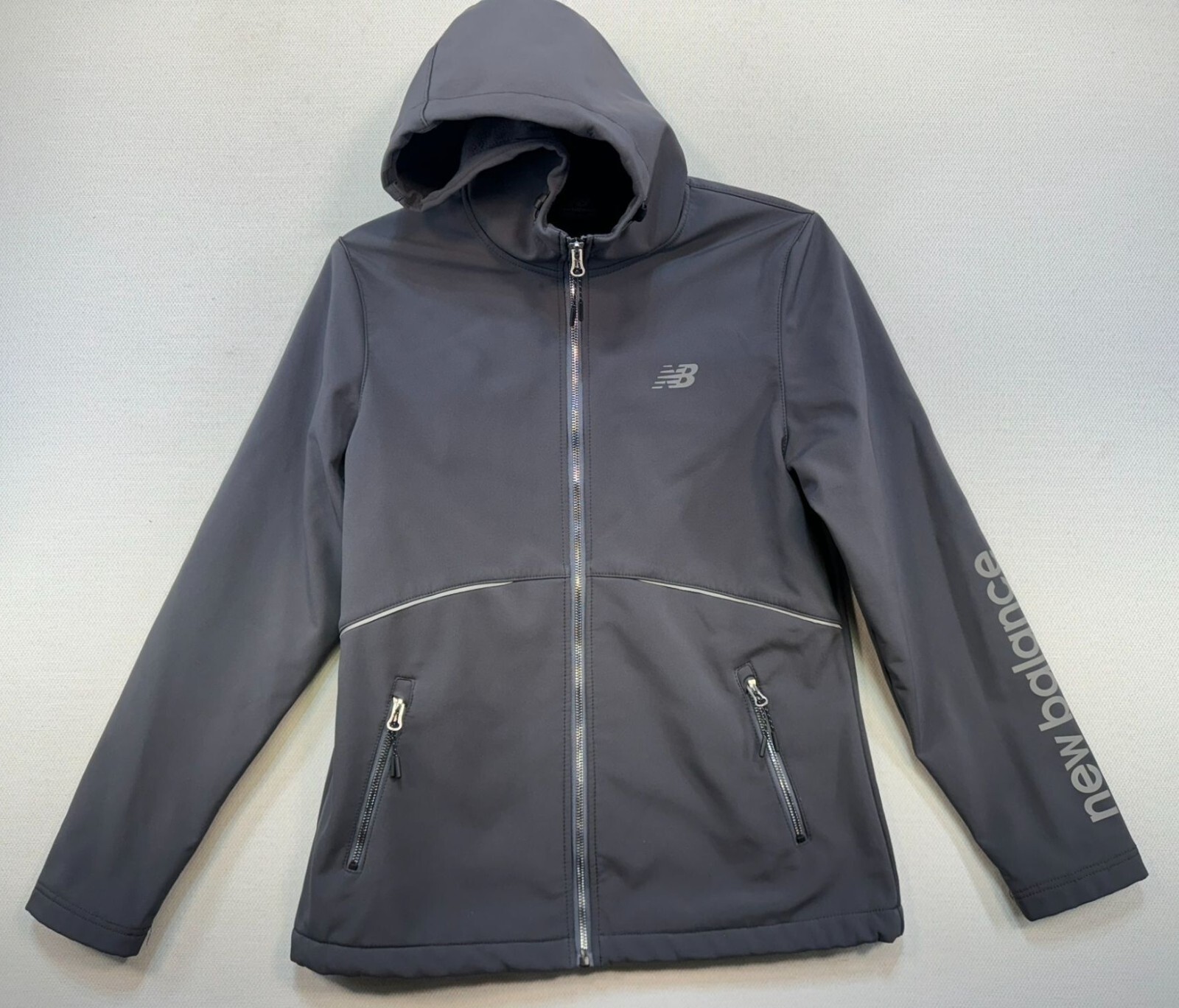 New Balance レディースジャケット M New Balance Womens Hooded Jacket M Gray Polyester Stetch Zip