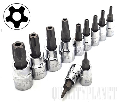 11pc 5-POINT Security Star Bit Socket Set Torx Star Tamper Proof Bits w/ Holder