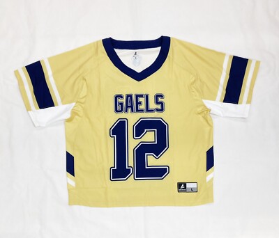Goretti Gaels Short Sleeve Lacrosse Jersey #12 Kennedy Men's Large Tan Blue LAX