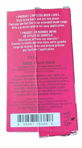 NYX PROFESSIONAL MAKEUP The Brow Glue Tinted Extreme Hold Eyebrow Gel Med Brown