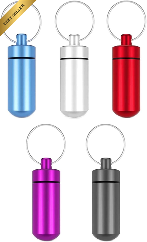 Waterproof Keychain Pill Holder for Travel, Small Portable Pill Case and Medicat
