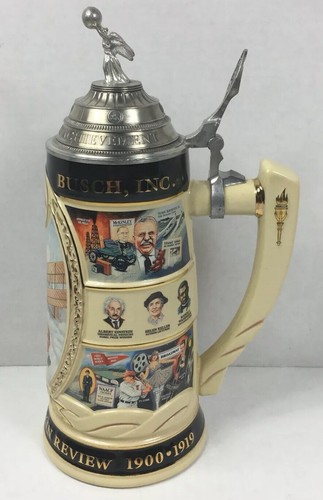 Rare 1997 Budweiser 20th Century in Review Series 1900-1919 Lidded Stein CS311