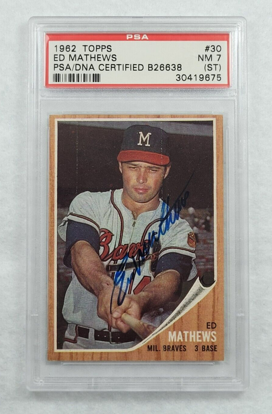 ✿❀EARLLY FALL❀✿Edwin Matthews♥【大特価】 Rare 1962 EDDIE MATHEWS Signed Topps Baseball Card-HOF-MILWAUKEE