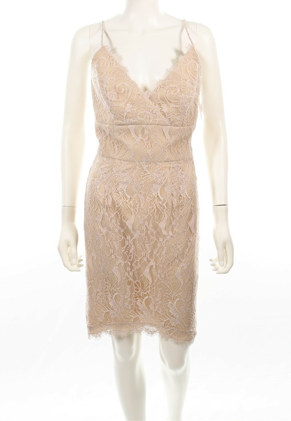 Jim Hjelm 122786 Womens Blush Floral Lace Spaghetti Strap Sheath Dress Size 6