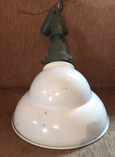 Vintage Jackson Gas Station~ Barn Light~Industrial ~White Enamel Porcelain 8”