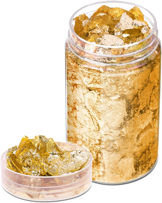 Gold Flakes for Resin, 15 Grams Gold Foil for Nails, Gold Foil Flakes Imitation