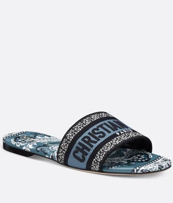 Dior Denim Blue Dway Slide, Size 36