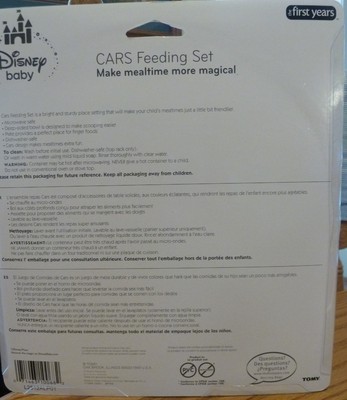 NEW in Pkg ~ First Years Disney Cars 2 Piece Feeding Set ~ BPA Free Plate & Bowl