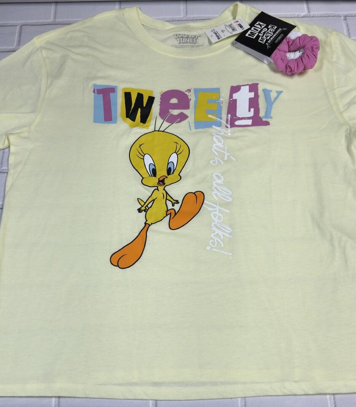 Looney Tunes Tweety Bird T-Shirt Crew Neck  Juniors Size 21 XXXL Yellow