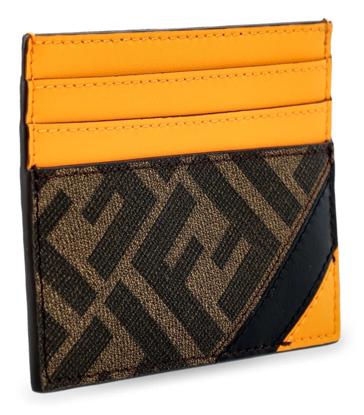 Pre-owned Fendi 'ff Logo Diagonal' Auth Men's Canvas/leather Card Holder Tobacco/org In Brown/orange (f1kjs)