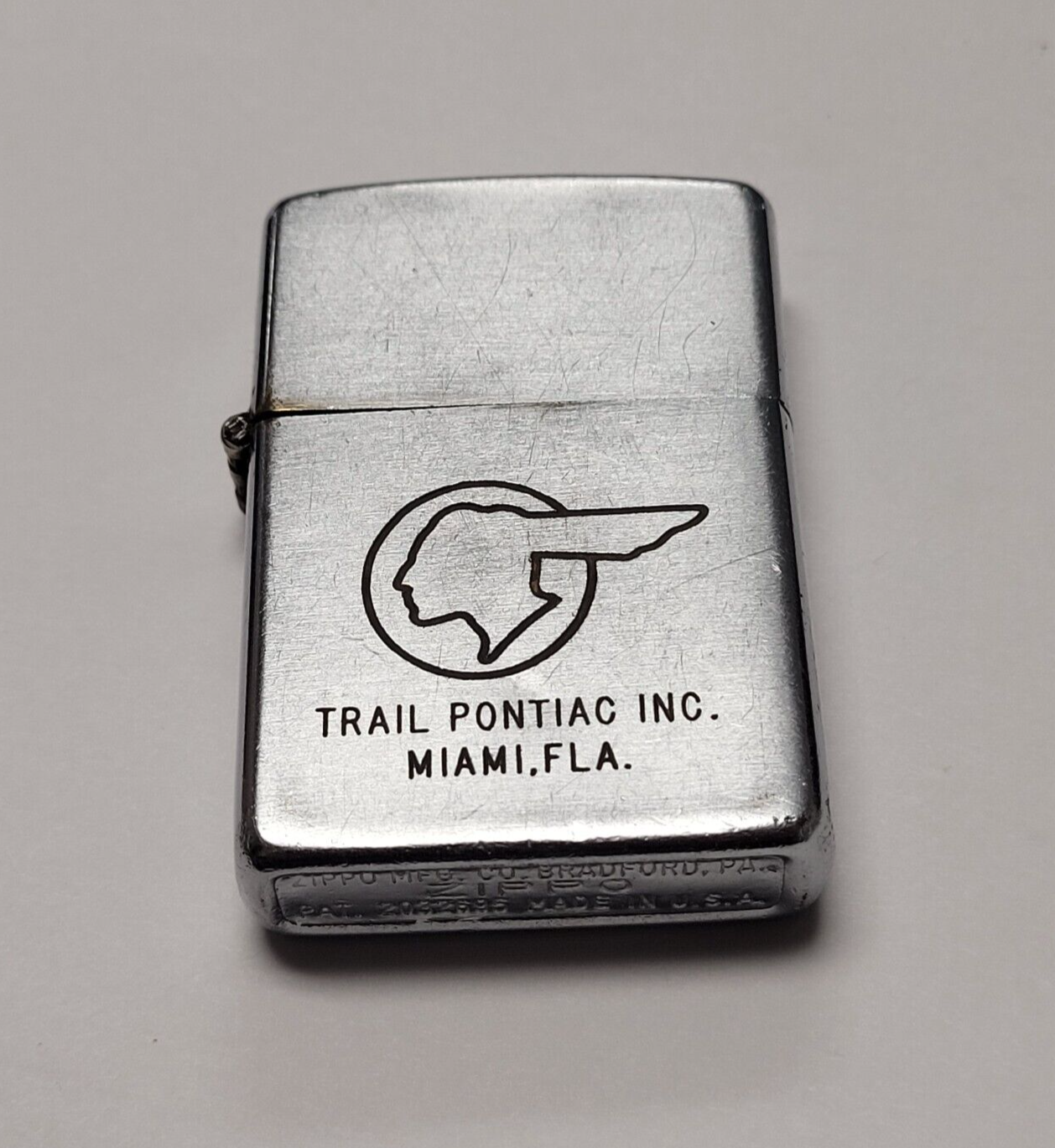Vintage Zippo 1939-52' Trail Pontiac Inc Lighter | Working | VERY