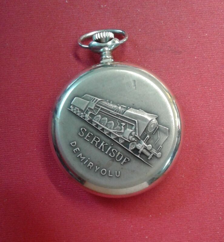 Vintage Pocket Watch 16s Locomotive Image on back of case No Watch Included