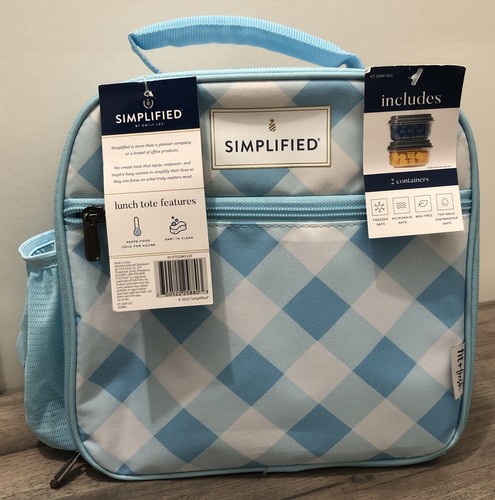 Fit + Fresh Insulated Lunch Tote Includes 2 Matching 1 Cup Containers Blue Check