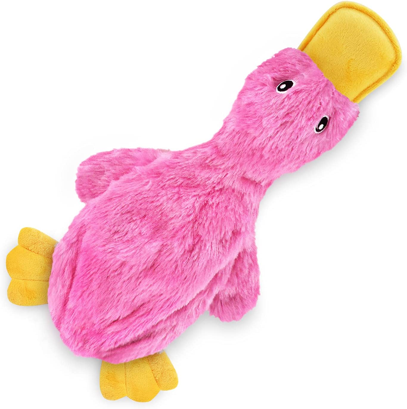 Crinkle Dog Toy Pink No Stuffing Duck Soft Squeaker Small Medium Large Breeds