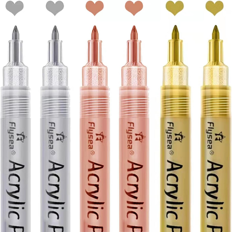 Acrylic Paint Pens - Gold,Silver and Rose Gold Paint Pens for Black Paper, Wood,