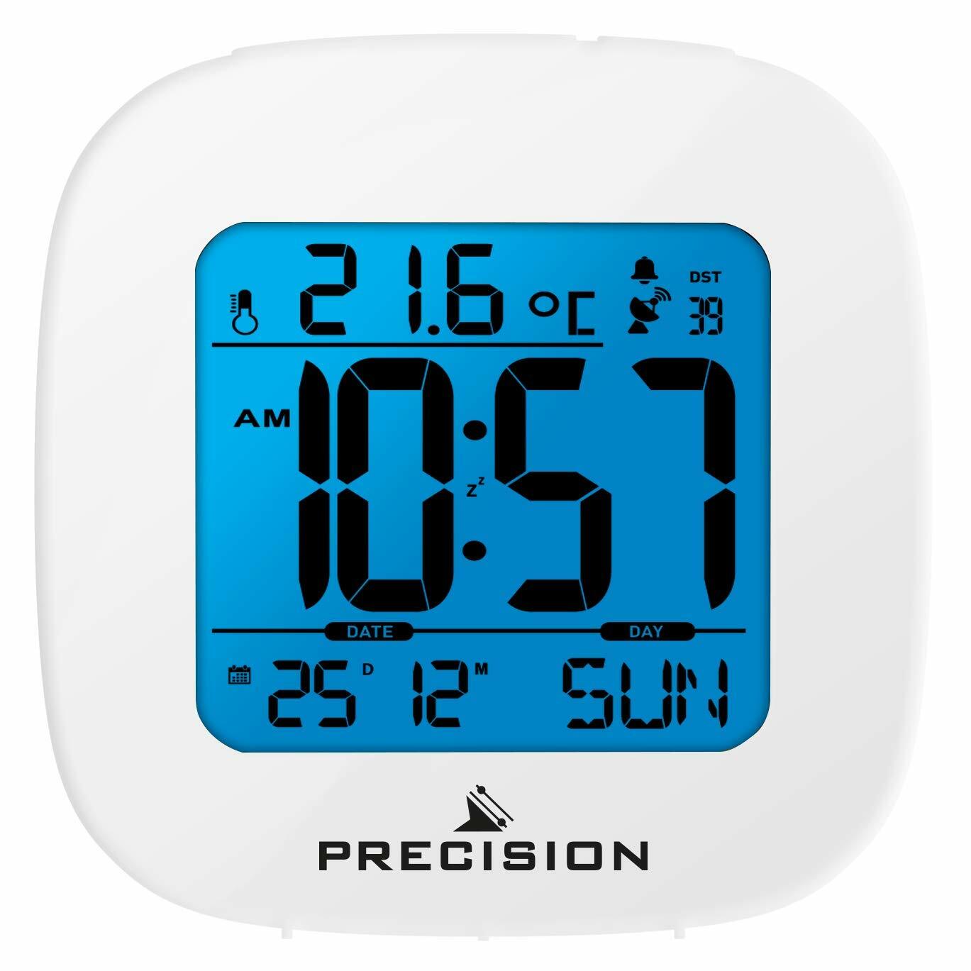 Precision Radio Controlled LCD Digital Alarm Date Temperature Clock