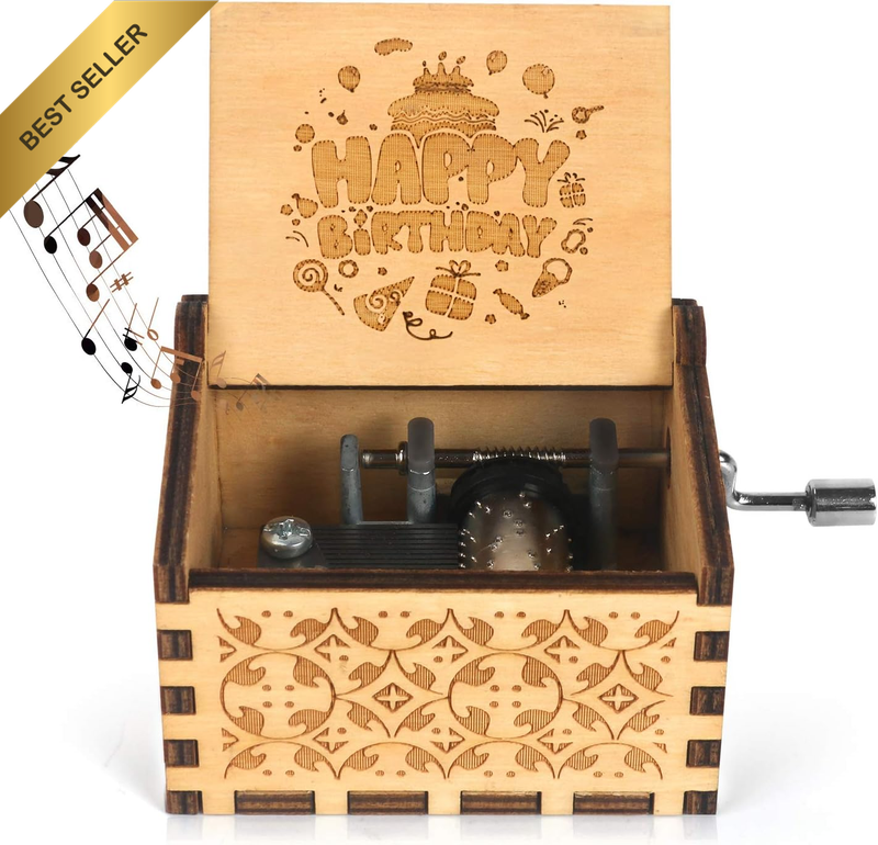 Happy Birthday Music Box Hand Crank Musical Box Play Happy Birthday Tunes Engrav