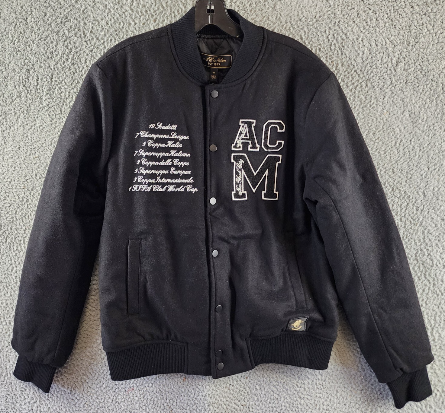AC Milan Coach Jacket Men's M Black Full Front Button Closure With Side Pockets - Picture 1 of 14