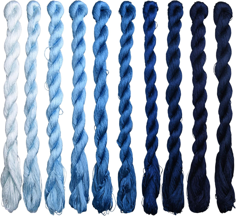 Natural 100% Silk Thread Handmade Embroidery Thread Floss 10 Colors Each 110 Met