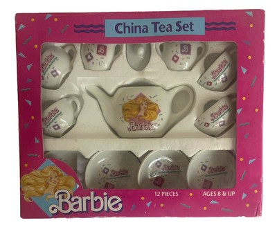 Vintage 1989 Barbie China Tea 12-piece set in original box, good condition