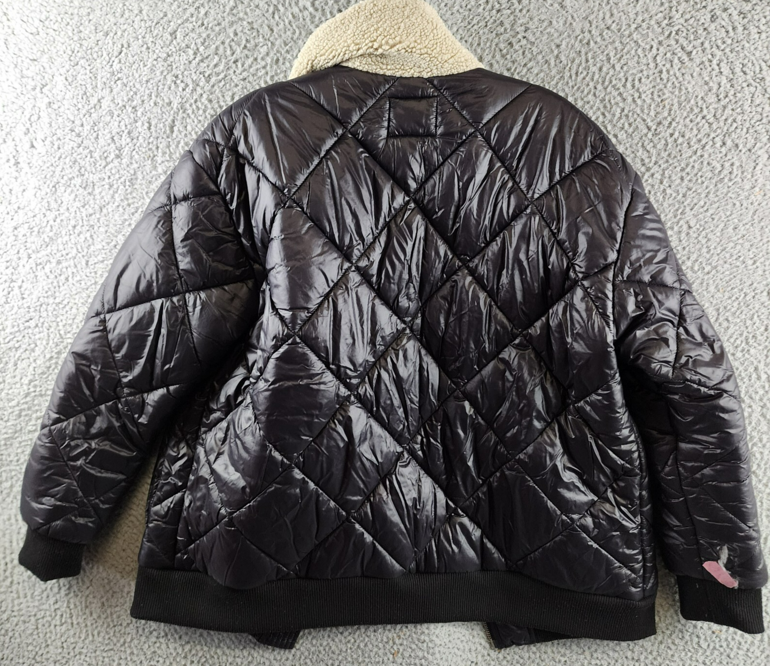 Rails Shay Diamond Quilted Jacket Womens XS Black Faux Shearling Collar Full Zip - Picture 13 of 17
