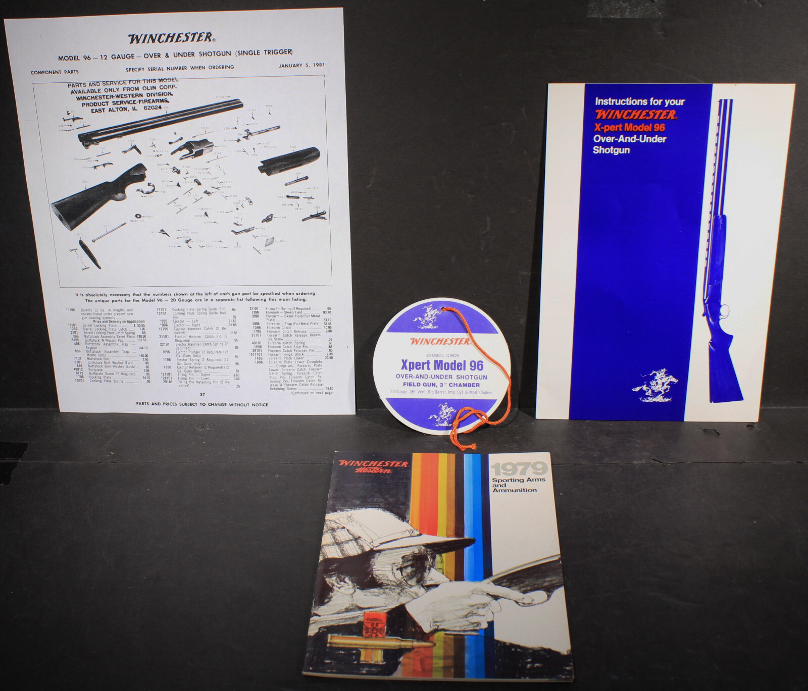 Winchester Model 96 20 Ga. Hangtag, Instructions, 79 Catalog
