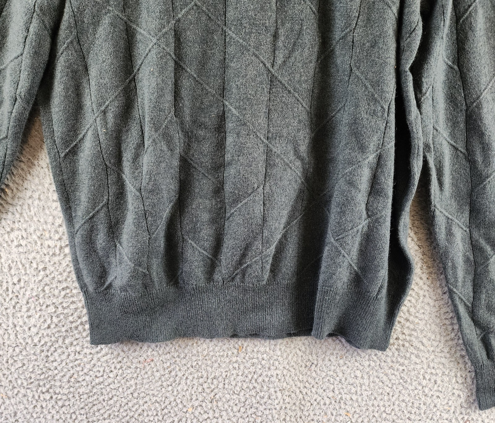 The Men's Store at Bloomingdale's Novelty Stitch Sweater Men's L Slate Green L/S - Picture 6 of 13