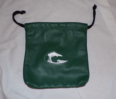 Winston Collection OCEAN FOREST Green Leather Golf Drawstring Pouch Made In USA