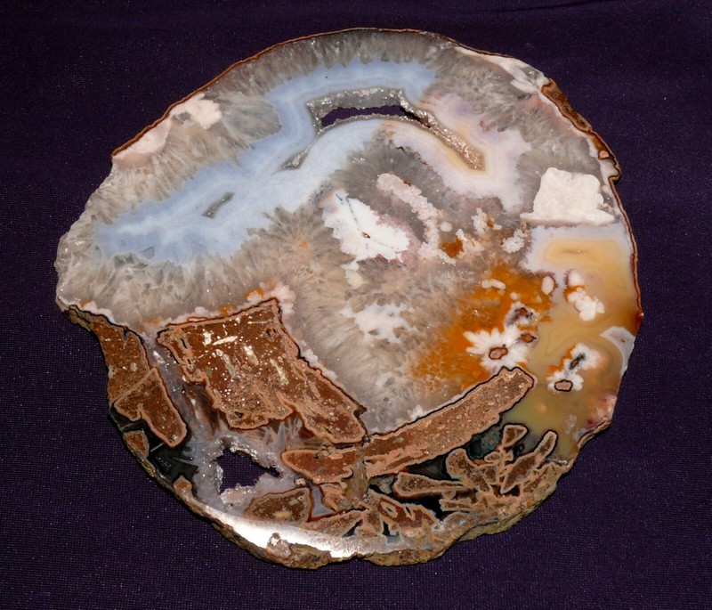 Sagenit-Achat, Scheibe, Beidseitig Poliert, Heilstein, 210,4g 144x132x6,5mm