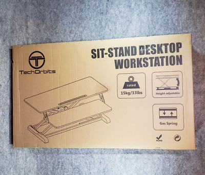 TechOrbits (Black) Height-Adjustable Standing Workstation Desk Converter