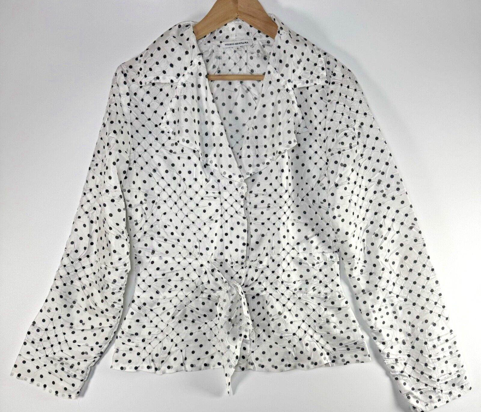 Vintage Yoshiki Hishinuma White Crinkle Blouse Size 2 Peplum