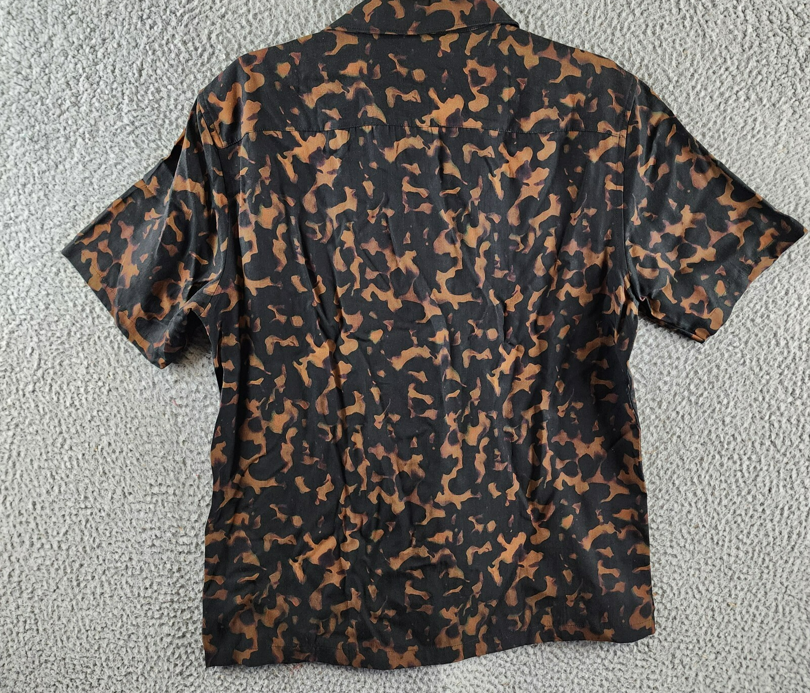 Theory Irving Tortoise Short Sleeve Button Up Shirt Men's M Dark Brown Multi - Picture 14 of 16