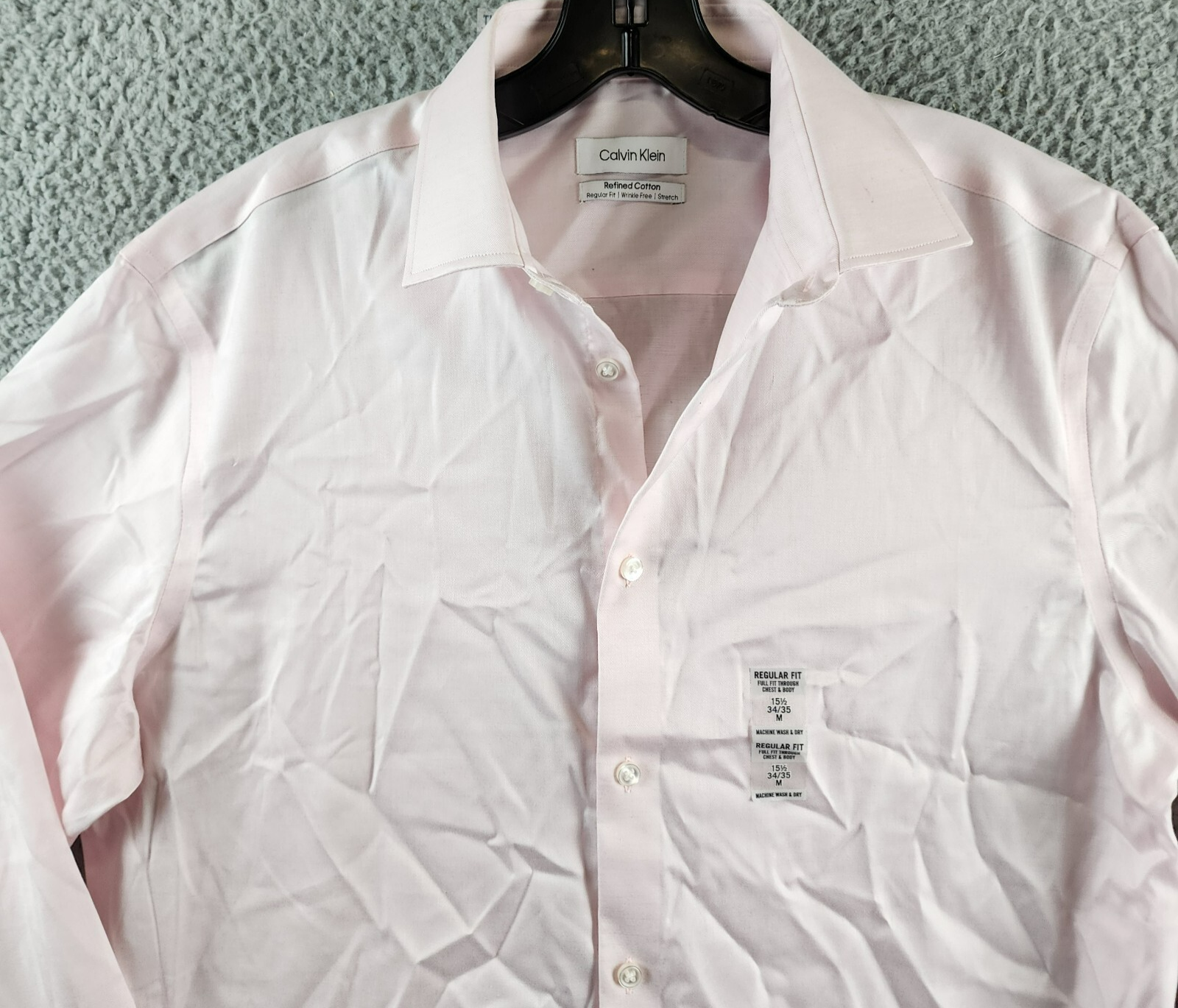 Calvin Klein Refined Cotton Stretch Regular Fit Dress Shirt Men's M 15.5 34/35 - Picture 4 of 16