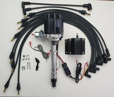 Small Female Cap CHEVY 327 350 HEI Distributor +50k COIL +Wires Over Valve Cover