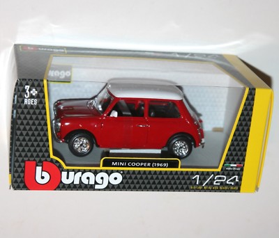 Burago MINI COOPER 1969 Red White Model Scale 1:24