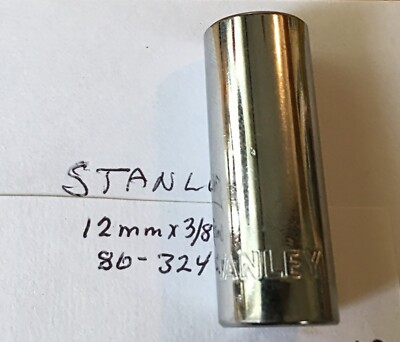 Stanley 12mm x 3/8'' Dr Deep  Socket 6 Pt # 86-324 Chrome Finish Free Shipping