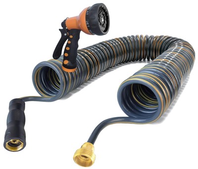3/8'' Retractable EVA Coil Garden Hose 50 ft, Light Weight Recoil Garden Hose...