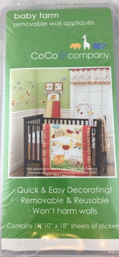 New Nursery Decor CoCo & Company Baby Farm Animals Removable Wall Appliques