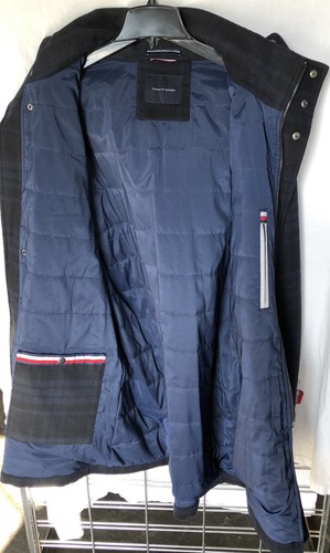 Pre-owned Tommy Hilfiger Snowdon Wool Blend Hooded Parka Coat Blue Mens 40r Msrp $495