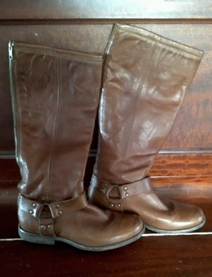 Women S Frye Harness Boots Size 8 Brown Leather Ebay