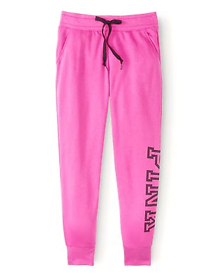 PINK VICTORIA S SECRET LOGO LOUNGE SKINNY JOGGER SWEATPANTS PANTS size XL