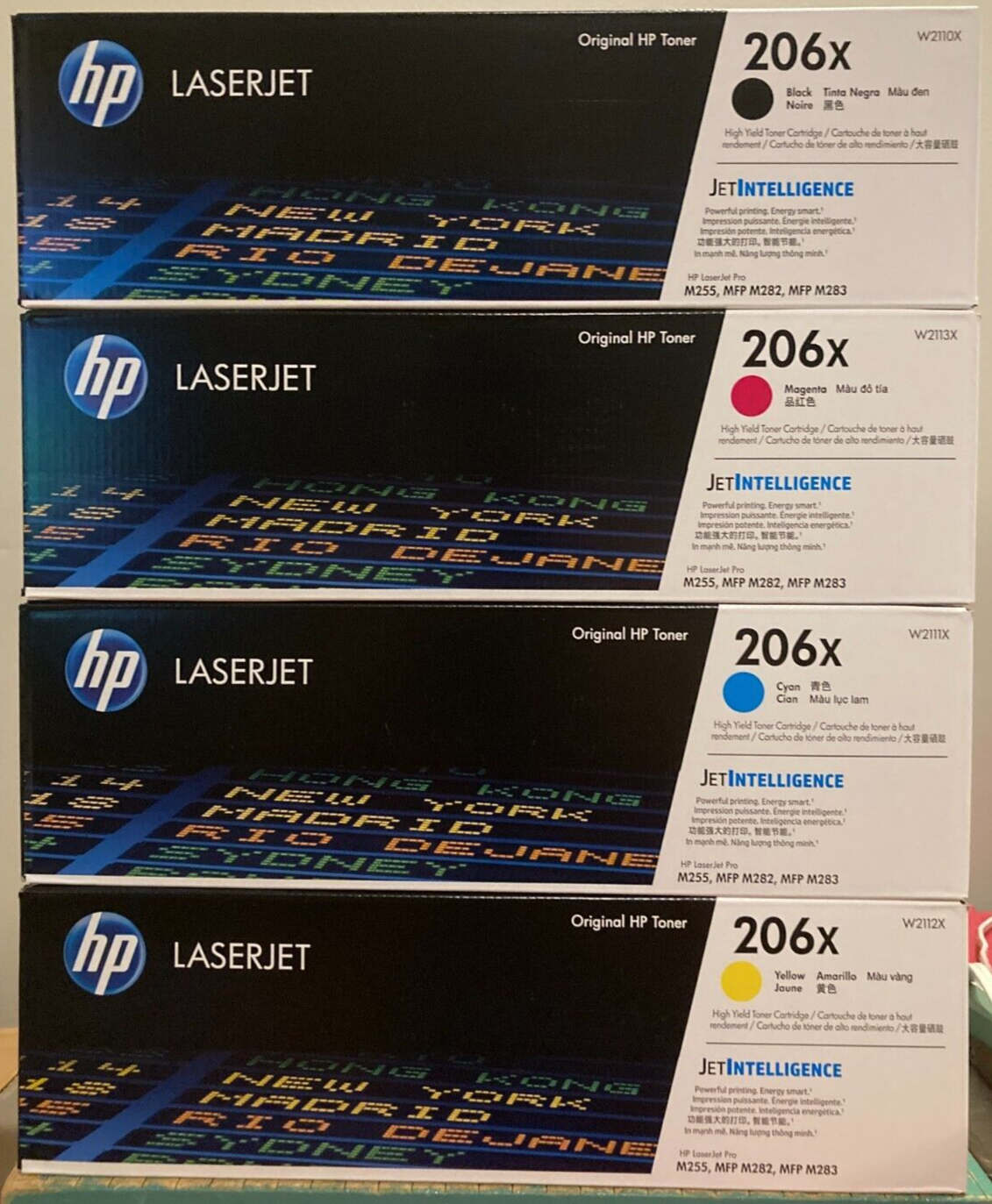 HP 206X Black/Cyan/Magenta/Yellow High Yield Toner Cartridge, Pack Of 4
