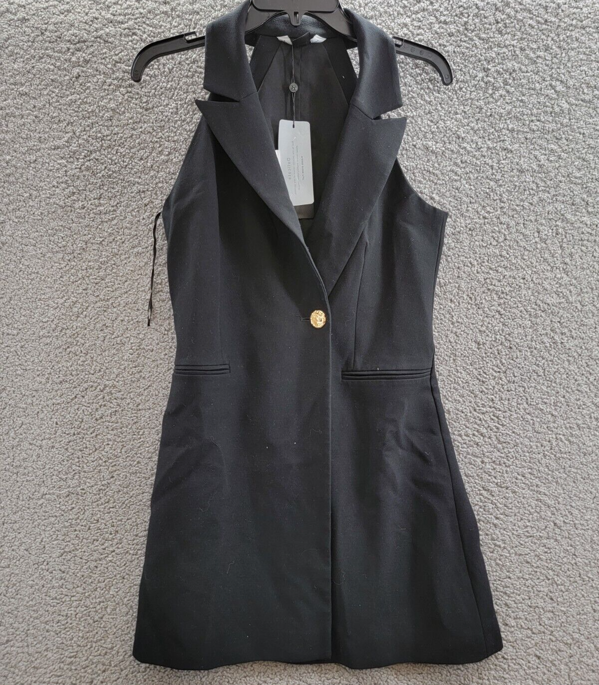French Connection Whisper Halter Blazer Dress Women's 4 Black Notched Collar - Picture 2 of 16