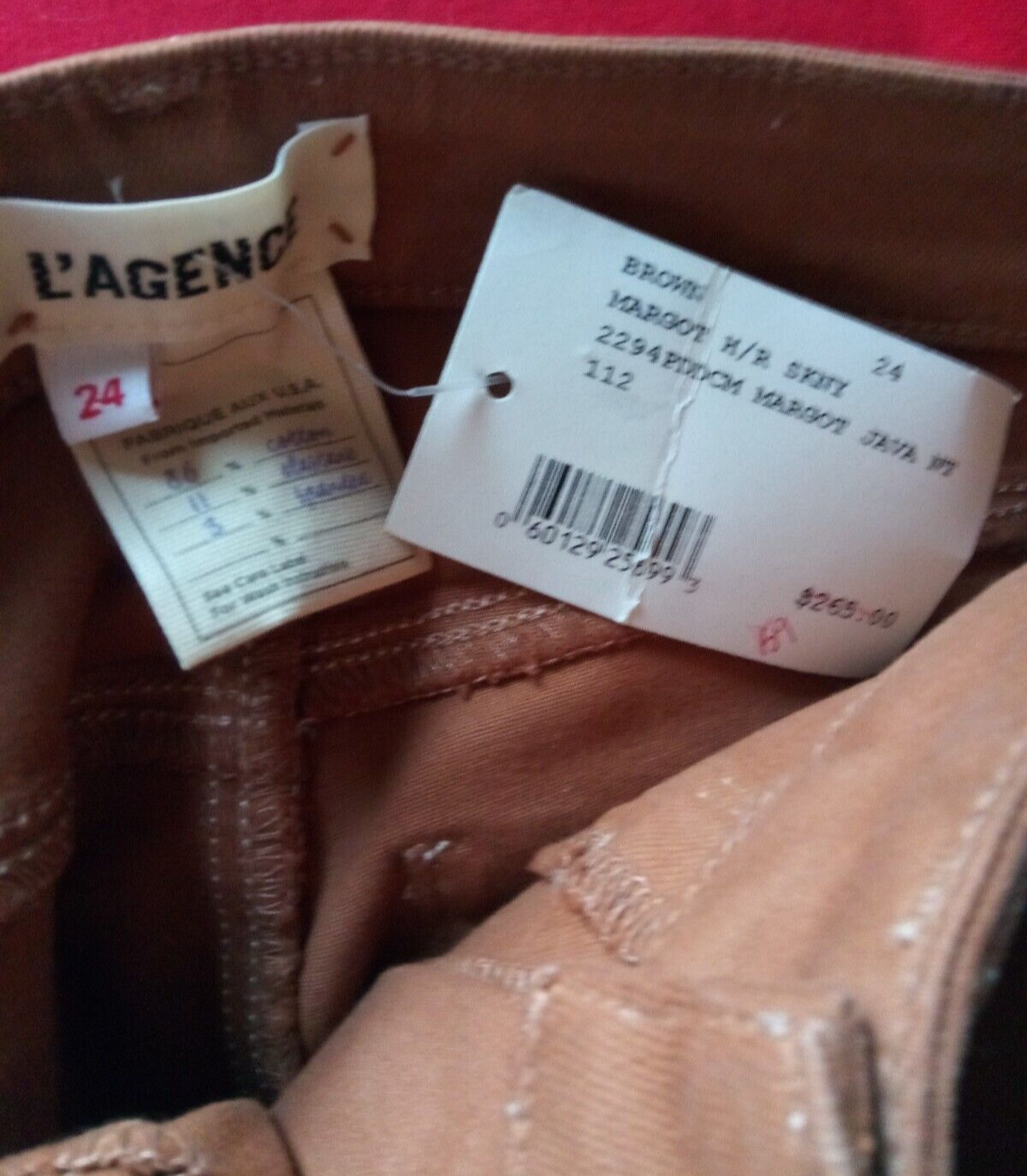 Pre-owned L'agence Women's Us Size 24 Margot Coated Skinny Jeans Java With Tags In Brown