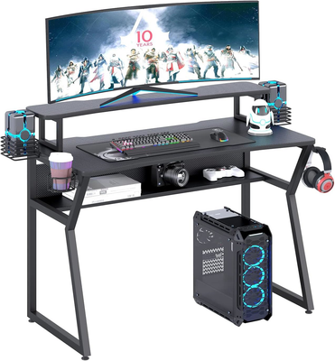 TREETALK Gaming Desk Computer Desk with Large Monitor Stand and Open Shelf PC
