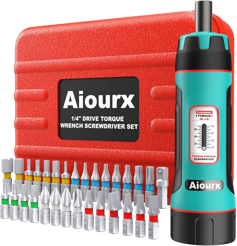 1/4" Drive Torque Screwdriver Wrench Set, 10-70 In.-Lb., 31 